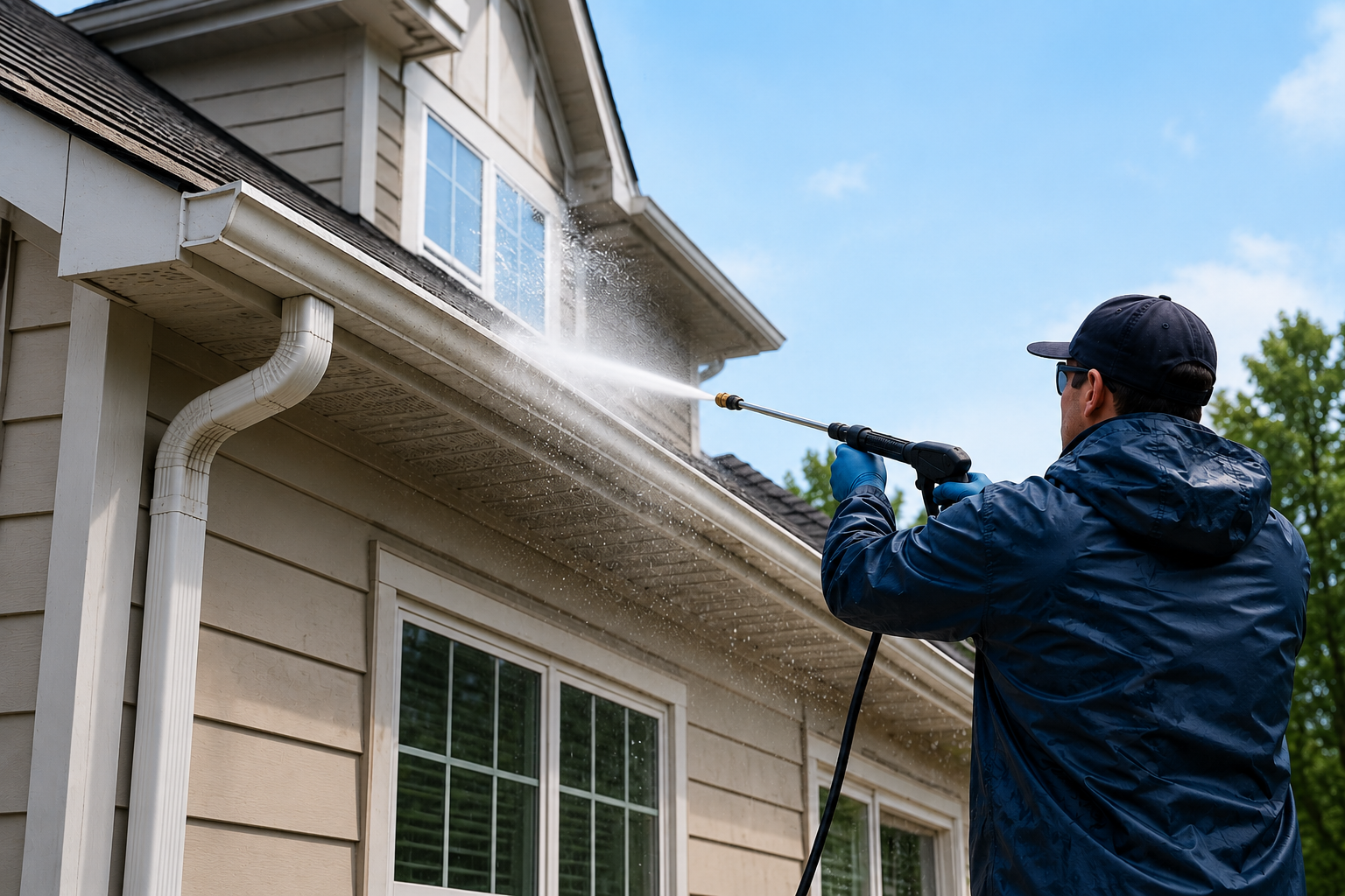 Detailed gutter and soffit cleaning
